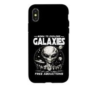 BORN TO EXPLORE GALAXIES FREE ABDUCTIONS Sci Fi Alien UFO Case for iPhone X/XS