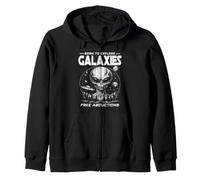 BORN TO EXPLORE GALAXIES FREE ABDUCTIONS Sci Fi Alien UFO Zip Hoodie