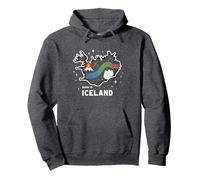 Born to Explore Iceland Adventure Northern Lights Graphic Pullover Hoodie, Adult Unisex, Dark Heather Grey, L