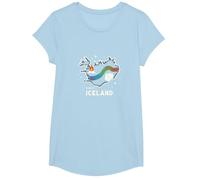 Born to Explore Iceland Adventure Northern Lights Graphic T-Shirt, Girls, Baby Blue, Small