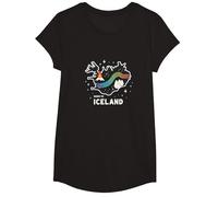 Born to Explore Iceland Adventure Northern Lights Graphic T-Shirt, Girls, Black, Medium