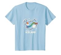 Born to Explore Iceland Adventure Northern Lights Graphic T-Shirt, Kids, Baby Blue, 10 Years