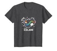 Born to Explore Iceland Adventure Northern Lights Graphic T-Shirt, Kids, Dark Heather Grey, 3 Years