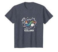 Born to Explore Iceland Adventure Northern Lights Graphic T-Shirt, Kids, Heather Blue, 12 Years