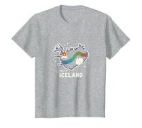 Born to Explore Iceland Adventure Northern Lights Graphic T-Shirt, Kids, Heather Grey, 6 Years