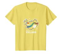 Born to Explore Iceland Adventure Northern Lights Graphic T-Shirt, Kids, Lemon, 10 Years