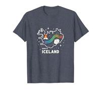 Born to Explore Iceland Adventure Northern Lights Graphic T-Shirt, Men, Heather Blue, S