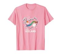 Born to Explore Iceland Adventure Northern Lights Graphic T-Shirt, Men, Pink, XXL