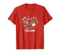 Born to Explore Iceland Adventure Northern Lights Graphic T-Shirt, Men, Red, XL