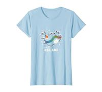 Born to Explore Iceland Adventure Northern Lights Graphic T-Shirt, Women, Baby Blue, L