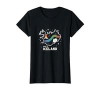 Born to Explore Iceland Adventure Northern Lights Graphic T-Shirt, Women, Black, 3XL