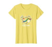 Born to Explore Iceland Adventure Northern Lights Graphic T-Shirt, Women, Lemon, L