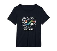 Born to Explore Iceland Adventure Northern Lights Graphic T-Shirt, Women's Plus, Black, 4X