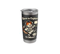 Born to Explore the Moon Cat Astronaut Stainless Steel Insulated Tumbler
