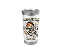 Born to Explore the Moon Cat Astronaut Stainless Steel Insulated Tumbler