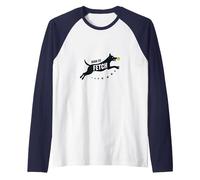 Born to Fetch: Playful Dog Lover Tennis Ball Raglan Baseball Tee, Men, Navy/White, XL