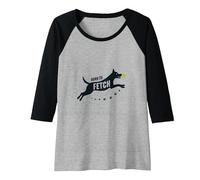 Born to Fetch: Playful Dog Lover Tennis Ball Raglan Baseball Tee, Women, Black/Athletic Heather, M