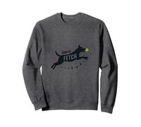 Born to Fetch: Playful Dog Lover Tennis Ball Sweatshirt, Adult Unisex, Dark Heather Grey, XXL