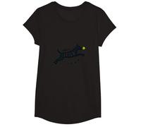 Born to Fetch: Playful Dog Lover Tennis Ball T-Shirt, Girls, Black, XS