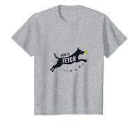 Born to Fetch: Playful Dog Lover Tennis Ball T-Shirt, Kids, Heather Grey, 12 Years
