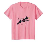 Born to Fetch: Playful Dog Lover Tennis Ball T-Shirt, Kids, Pink, 4 Years