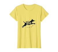 Born to Fetch: Playful Dog Lover Tennis Ball T-Shirt, Women, Lemon, L