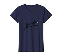 Born to Fetch: Playful Dog Lover Tennis Ball T-Shirt, Women, Navy, S