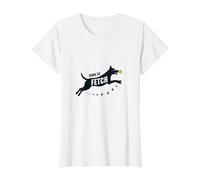 Born to Fetch: Playful Dog Lover Tennis Ball T-Shirt, Women, White, XS