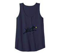 Born to Fetch: Playful Dog Lover Tennis Ball Tank Top, Women, Navy, L