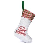 Born To Fight Zombies Christmas Stocking Hanging Decor with Sparkle Blingbling for Holiday Fireplace Party
