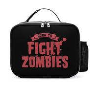 Born to Fight Zombies Reusable Insulated Lunch Bag Tote Handbag Leather Portable Cooler Bags for Men Women