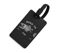 Born to Fish Funny Luggage Tag with ID Name Card Stylish Suitcase Labels Baggage Bag Tags