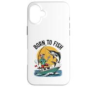 Born To Fish Skeleton Fisherman Fishing Boat Case for iPhone 16 Plus
