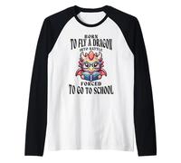 Born To Fly A Dragon Into Battle Forced To Go To School Joke Raglan Baseball Tee