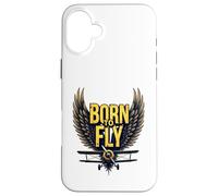Born to Fly Bold Aviation Lovers Retro Adventure Biplane Case for iPhone 16 Plus