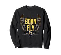 Born to Fly Bold Aviation Lovers Retro Adventure Biplane Sweatshirt