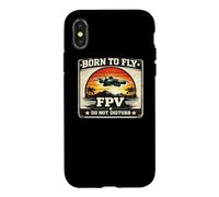 Born To Fly FPV Drone Pilot Retro Vintage Sunset Gift Case for iPhone X/XS