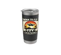 Born to Fly FPV Drone Pilot Retro Vintage Sunset Gift Stainless Steel Insulated Tumbler