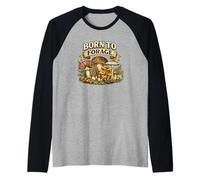 Born to Forage Search Pick Feast Foraging Gift Fungi Nature Raglan Baseball Tee