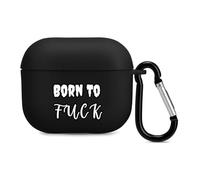 Born To Fuk Compatible with Airpods 3 Case TPU Scratch-Resistant Drop-Proof Protective Cover with Keychain