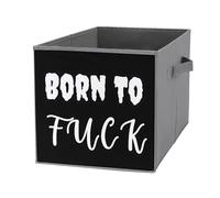 Born To Fuk Cube Storage Bin Foldable Oxford Cloth Open Storage Basket with Handles for Closet Shelf