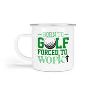 Born to Golf, Forced to Work Enamel Golf Mug - Lightweight 12oz Camping Style Cup with Funny Golf Slogans - Durable & Portable - Gift for Golfers