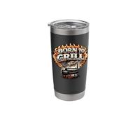 Born to Grill BBQ Smoker Dad Pitmaster Father Day Gift Stainless Steel Insulated Tumbler