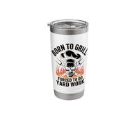 Born to Grill Forced to Do Yard Work Funny Dad Stainless Steel Insulated Tumbler