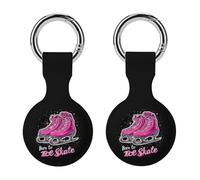 Born To Ice Skate Compatible with Airtag Locator Silicone Protective Case with Keychain 2PCS