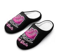 Born To Ice Skate Cotton Slipper Cozy Plush Slippers Indoor House Closed Toe Shoes Anti-Skid Comfortable 7-8（39-40