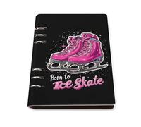 Born To Ice Skate Refillable Notebook 6 Ring Binder Foldable Loose-Leaf Notebooks A5 Planner Book with 90 Sheets Paper