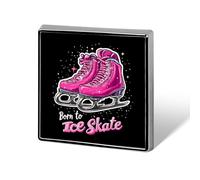 Born To Ice Skate Square Badge Pin Metal Memorial Brooch Button Lapel Pins for Backpack Wedding