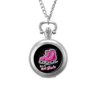 Born to Ice Skate Vintage Pocket Watch with Chain Classic Numerals White Dial