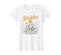 Born to Live Free Riding On A Breeze Dandelion Value Graphic T-Shirt, Women, White, XS